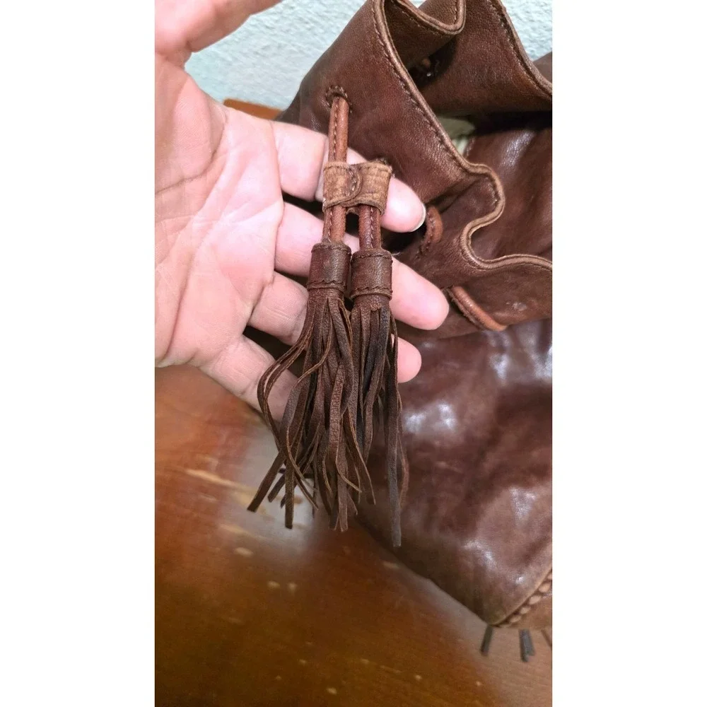 Hobo International Brown Leather Shoulder Bag With Fringe Detail & Interior Pock